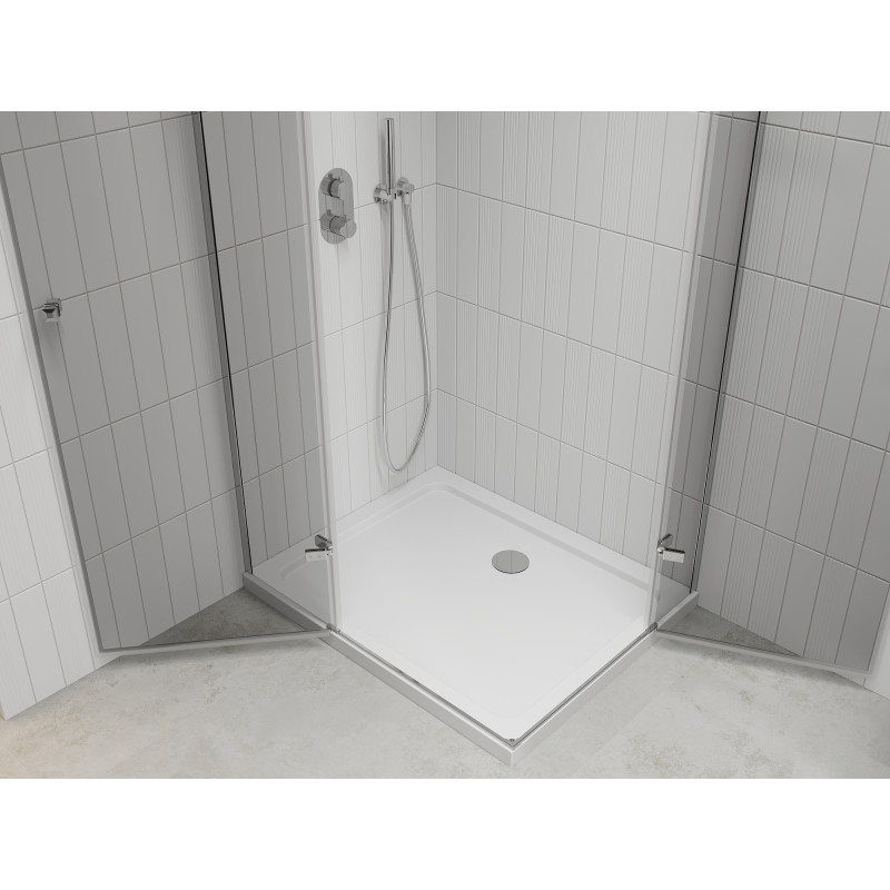 Mexen Roma Duo nisdeurdouchecabine 100 x 90 cm, transparant, chroom + Flat douchebak - 854-100-090-01-02-4010