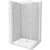 Mexen Roma Duo Duschkabine schwenkbar 100 x 90 cm, transparent, Chrom + Duschwanne Flat - 854-100-090-01-02-4010
