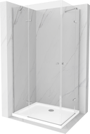 Mexen Roma Duo douchecabine scharnierend 100 x 90 cm, transparant, chroom + douchebak Flat - 854-100-090-01-02-4010