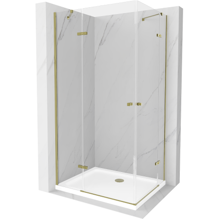 Mexen Roma Duo cabine de douche pivotante 80 x 70 cm, transparent, dorée + receveur Flat - 854-080-070-50-02-4010G