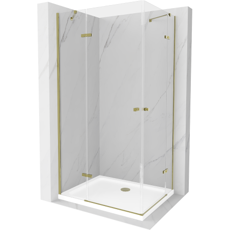 Mexen Roma Duo kabina prysznicowa uchylna 90 x 80 cm, transparent, złota + brodzik Flat - 854-090-080-50-02-4010G