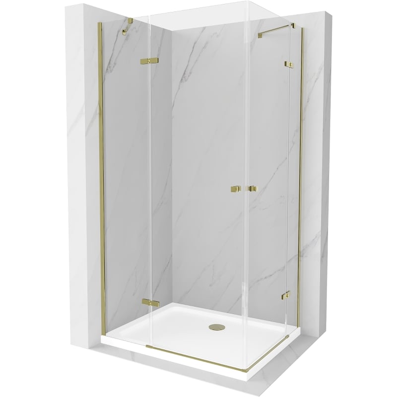 Mexen Roma Duo kabina prysznicowa uchylna 100 x 90 cm, transparent, złota + brodzik Flat - 854-100-090-50-02-4010G