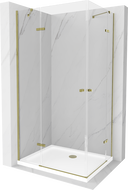 Mexen Roma Duo cabina doccia a battente 100 x 90 cm, trasparente, oro + piatto doccia Flat - 854-100-090-50-02-4010G