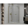 Mexen Roma Duo pivot shower cabin 100 x 90 cm, transparent, gold + Flat shower tray - 854-100-090-50-02-4010G