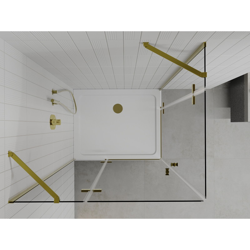 Mexen Roma Duo pivot shower cabin 100 x 90 cm, transparent, gold + Flat shower tray - 854-100-090-50-02-4010G