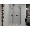 Mexen Roma Duo kabina prysznicowa uchylna 80 x 70 cm, transparent, czarna + brodzik Flat - 854-080-070-70-02-4010B