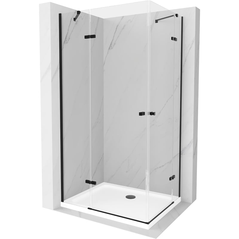Mexen Roma Duo crna staklena klizna tuš kabina 100 x 90 cm, crna + bazena Flat - 854-100-090-70-02-4010B