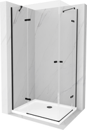 Mexen Roma Duo crna staklena klizna tuš kabina 100 x 90 cm, crna + bazena Flat - 854-100-090-70-02-4010B