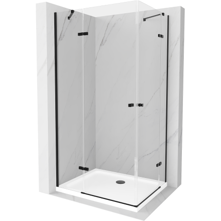 Mexen Roma Duo kabina prysznicowa uchylna 90 x 80 cm, transparent, czarna + brodzik Flat - 854-090-080-70-02-4010B