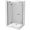 Mexen Roma Duo kabina prysznicowa uchylna 90 x 80 cm, transparent, czarna + brodzik Flat - 854-090-080-70-02-4010B