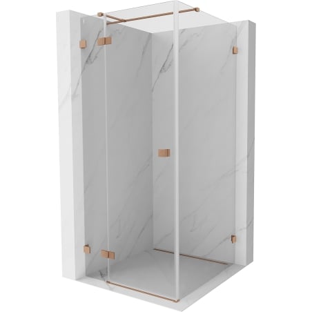 Mexen Lunar T cabine de douche pivotante gauche 90 x 90 cm, transparent, cuivre brossé - 834T-090-090-65-00-L