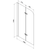 Mexen Felix badwand 2-delig 100 x 140 cm, transparant, chroom - 890-100-002-01-00