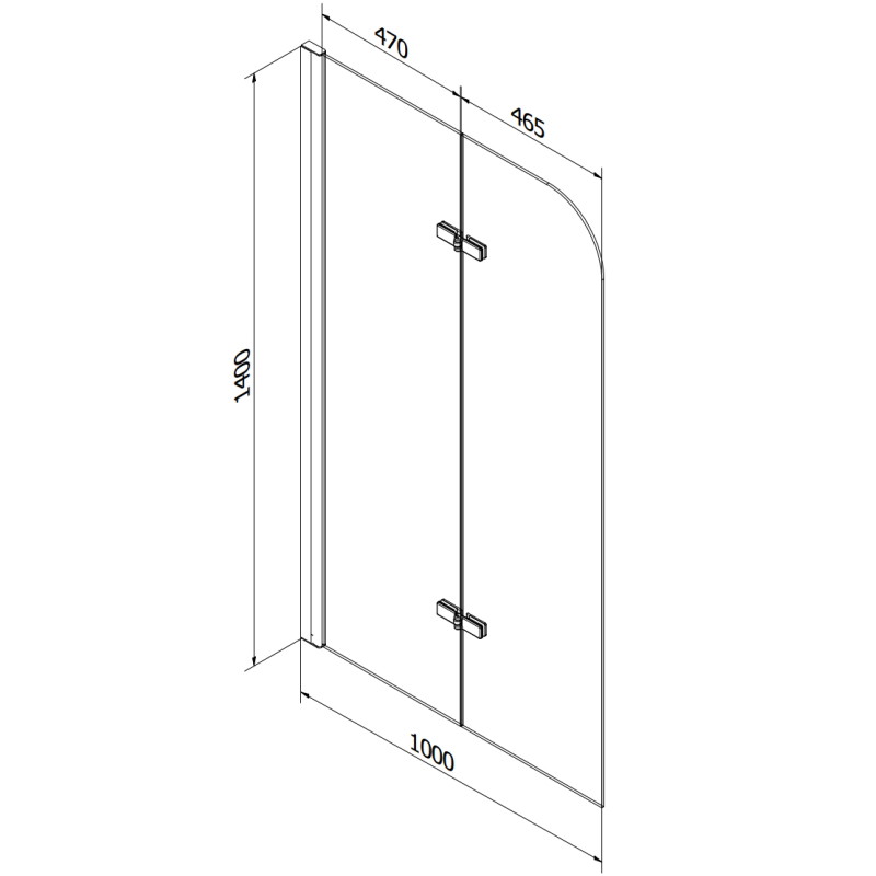 Mexen Felix 2-wing bathtub screen 100 x 140 cm, transparent, gold - 890-100-002-50-00