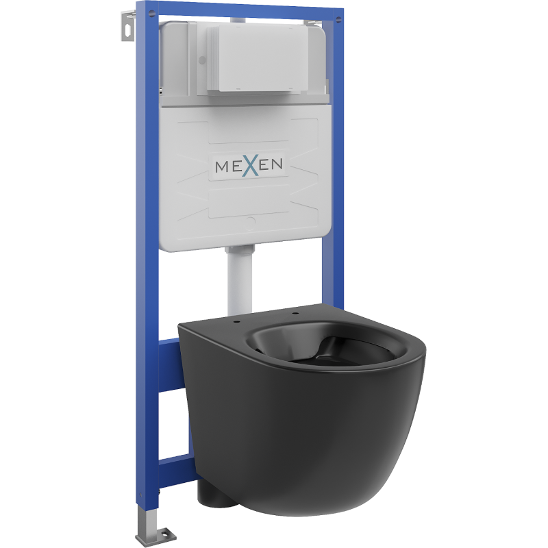 Mexen Lena ënnersätzleche WC-Set Fenix Slim mat WC-Schossel, schwaarz matt - 6103322XX85