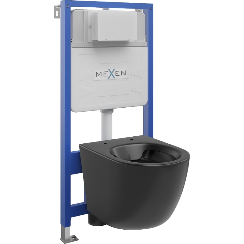 Mexen Lena ugradbeni WC set okvir Fenix Slim s WC školjkom, crni mat - 6103322XX85