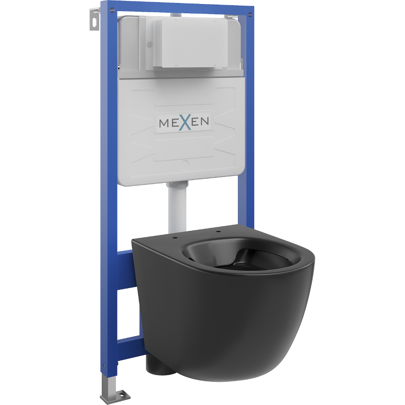 Mexen Lena WC inbouwset Fenix Slim met toiletpot, zwart mat - 6103322XX85