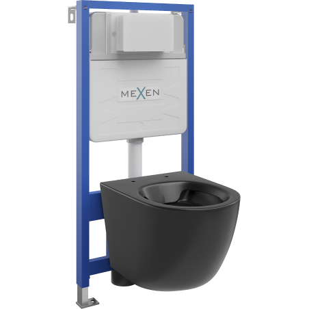 Mexen Lena conjunto empotrado WC marco Fenix Slim con taza WC, negro mate - 6103322XX85