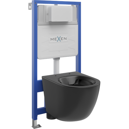Mexen Lena ensemble encastré WC châssis Fenix Slim avec cuvette WC, noir mat - 6103322XX85
