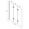 Mexen Cube rechthoekig bad 180 x 80 cm met ombouw en 3-vleugelig scherm 120 cm, transparant, zwart - 550518080X9012037000