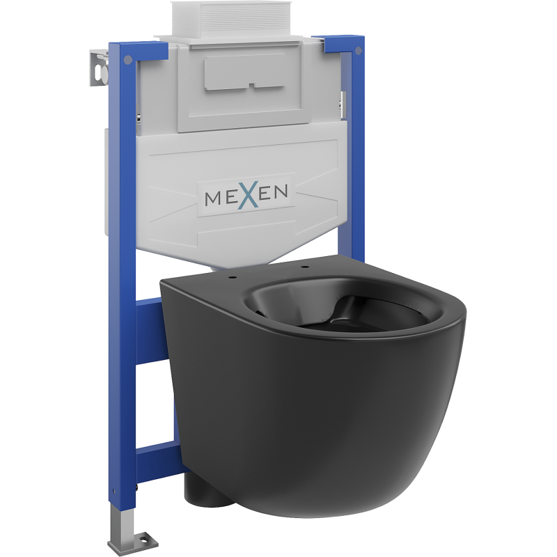 Mexen Lena conjunto empotrado de WC marco Fenix XS-U con taza WC, negro mate - 6853322XX85
