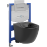 Mexen Lena conjunto empotrado de WC marco Fenix XS-U con taza WC, negro mate - 6853322XX85