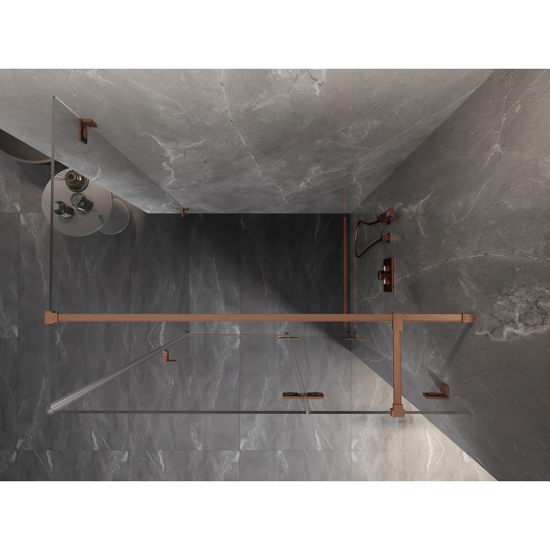 Mexen Lunar T kabina za prhanje desna 100 x 90 cm, prozorna, brušeni baker - 834T-100-090-65-00-P