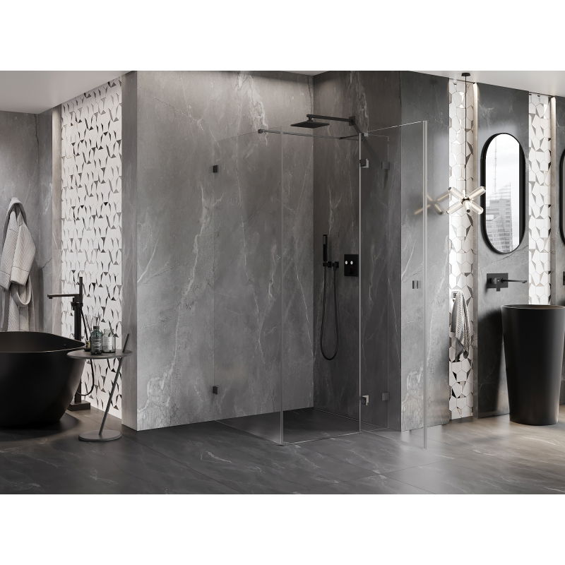 Mexen Lunar T pivot shower enclosure right 70 x 70 cm, transparent, brushed gun gray - 834T-070-070-66-00-P
