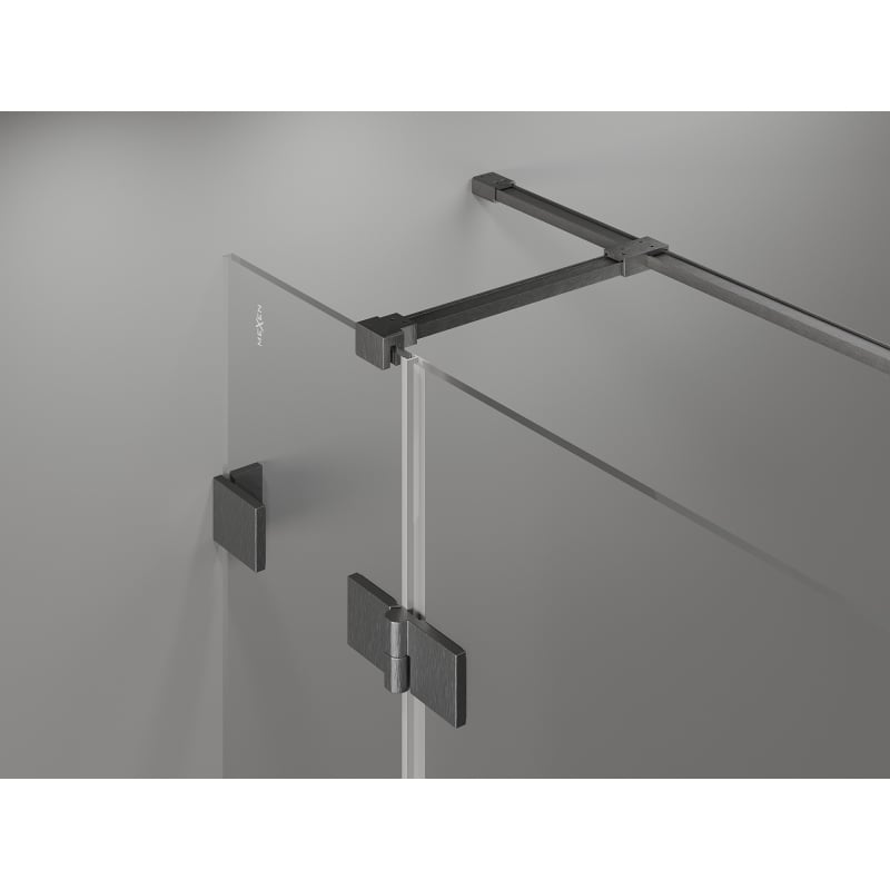 Mexen Lunar T parema hinged dušikabiin 90 x 100 cm, läbipaistev, harjatud gun gray - 834T-090-100-66-00-P