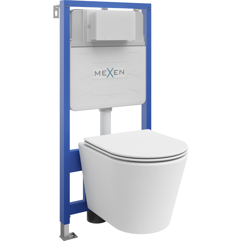 Mexen Rico kit empotrado WC bastidor Fenix Slim con taza WC y asiento de cierre suave, blanco mate - 61030724001