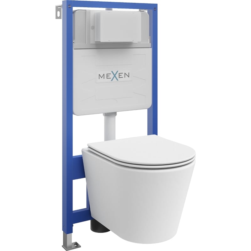 Mexen Rico ugradbeni WC set, okvir Fenix Slim s WC školjkom i sporospuštajućim poklopcem, bijela mat - 61030724001