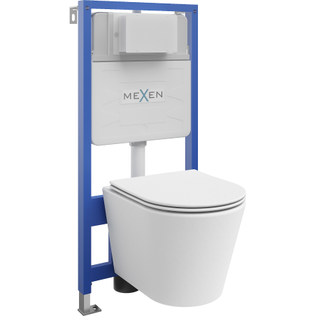 Mexen Rico WC Concealed Set Fenix Slim Frame with WC Bowl and Soft-Close Seat, Matte White - 61030724001