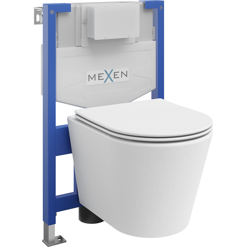 Mexen Rico ensemble WC encastré châssis Fenix XS-F avec cuvette WC et abattant à descente progressive, blanc mat