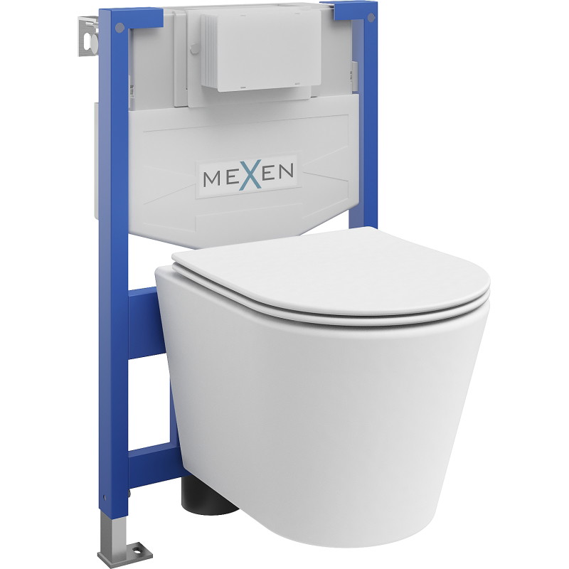 Mexen Rico WC sisseehitatud paigalduskomplekt Fenix XS-F koos WC poti ja aeglaselt langeva kaanega, valge matt - 68030724001
