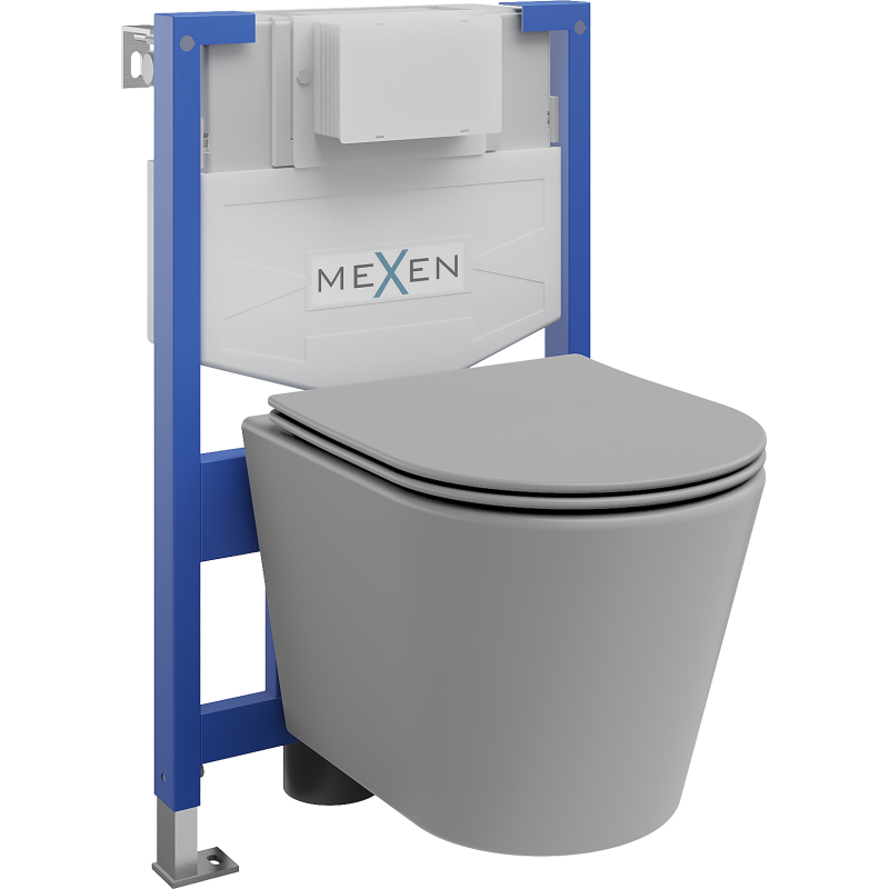 Mexen Unterputz-WC-Set Fenix XS-F mit WC-Schüssel Rico und Softclose-Sitz, hellgrau matt - 68030724061