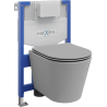 Mexen Rico seina sisse paigaldatav WC komplekt Fenix XS-F koos WC poti ja pehmelt sulguva kaanega, helehall matt - 68030724061