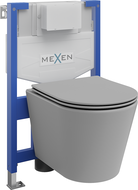 Mexen Rico seina sisse paigaldatav WC komplekt Fenix XS-F koos WC poti ja pehmelt sulguva kaanega, helehall matt - 68030724061