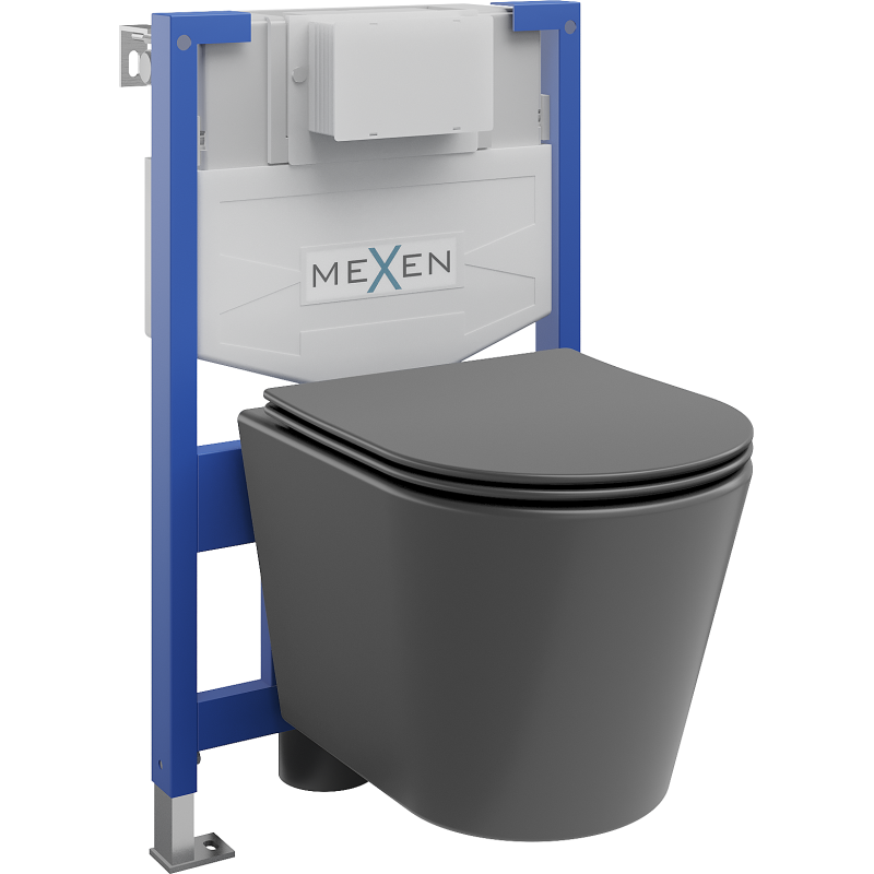 Mexen conjunto empotrado WC marco Fenix XS-F con taza WC Rico y asiento de cierre suave, gris oscuro mate - 68030724071