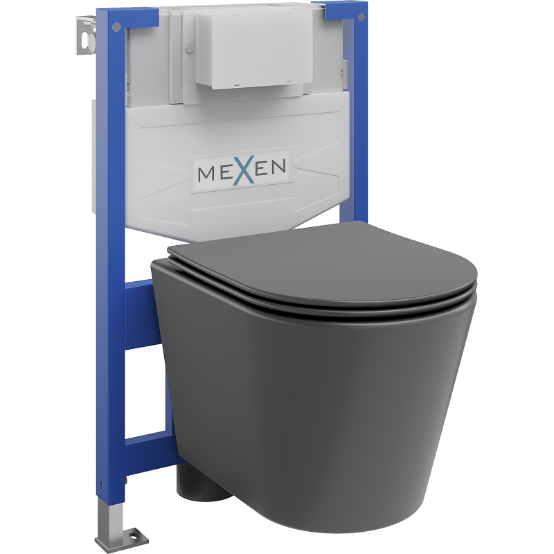 Mexen Rico conjunto empotrado WC bastidor Fenix XS-F con taza WC y asiento de cierre suave, gris oscuro mate - 68030724071