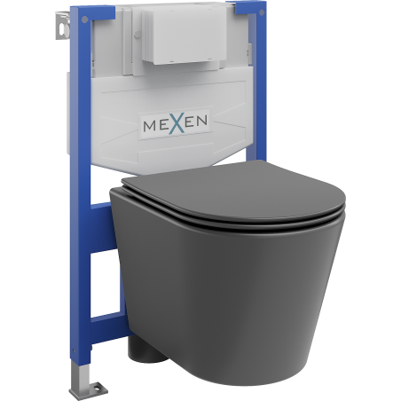 Mexen Rico concealed WC set Fenix XS-F with toilet bowl and soft-close seat, dark gray matte - 68030724071