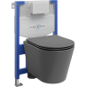 Mexen Rico concealed WC set Fenix XS-F with toilet bowl and soft-close seat, dark gray matte - 68030724071