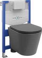 Mexen conjunto empotrado WC marco Fenix XS-F con taza WC Rico y asiento de cierre suave, gris oscuro mate - 68030724071