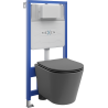 Mexen Rico WC Concealed Set Fenix Slim with WC Bowl and Soft-Close Seat, Dark Gray Matte - 61030724071