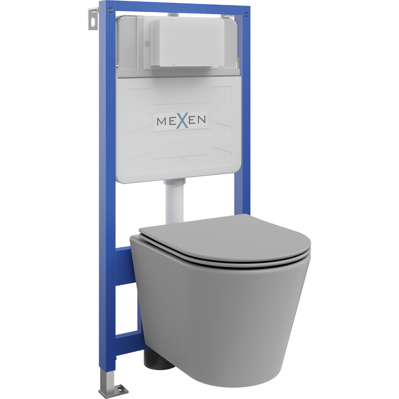 Mexen Rico inbouwset WC frame Fenix Slim met WC-pot en softclose zitting, lichtgrijs mat - 61030724061