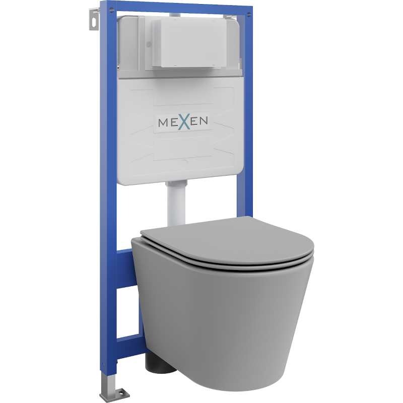 Mexen Unterputz-WC-Set Fenix Slim mit WC-Schüssel Rico und Softclose-Sitz, hellgrau matt - 61030724061