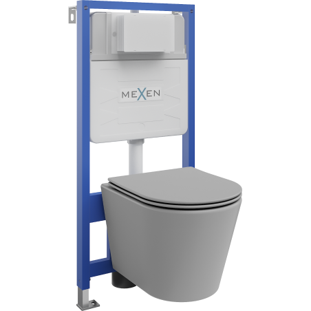 Mexen ensemble encastré WC bâti-support Fenix Slim avec cuvette WC Rico et abattant à descente lente, gris clair mat - 61030724?