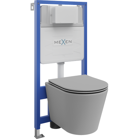 Mexen Unterputz-WC-Set Fenix Slim mit WC-Schüssel Rico und Softclose-Sitz, hellgrau matt - 61030724061