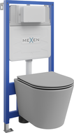 Mexen conjunto empotrado WC marco Fenix Slim con taza WC Rico y asiento de cierre suave, gris claro mate - 61030724061