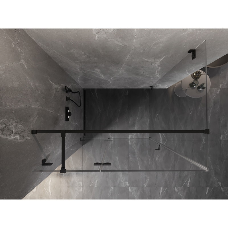 Mexen Lunar T Lijeva klizna tuš kabina 100 x 90 cm, prozirna, crna - 834T-100-090-70-00-L