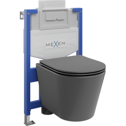 Mexen zestaw podtynkowy WC stelaż Fenix XS-U z miską WC Rico i deską wolnoopadającą, szary ciemny mat - 68530724071