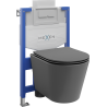 Mexen Rico conjunto empotrado WC bastidor Fenix XS-U con taza WC y asiento de cierre suave, gris oscuro mate - 68530724071